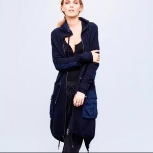 Free People Surplus Navy Full Zip Sweater Jacket Size Medium